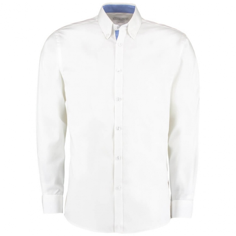 Kustom Kit K190 Premium Long Sleeve Contrast Tailored Oxford Shirt